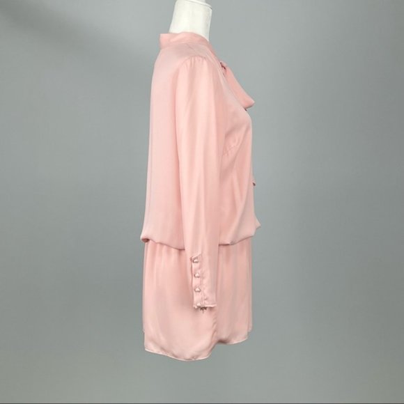 Amanda Uprichard Womens Long Sleeve Blouson Mini Dress Pink Tie Neck size XS - Picture 7 of 11